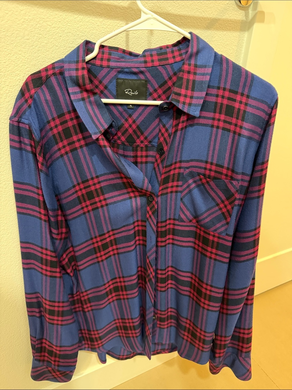 Rails Blue and Pink Plaid Button-Down Shirt